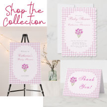Cute Pink Gingham Baby Shower