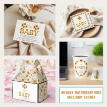 Oh Baby Watercolor Rose Gold Baby Shower 