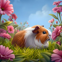 Guinea Pig's Pink Flower Paradise