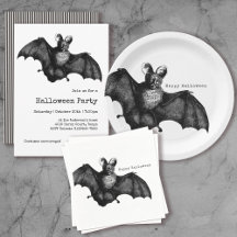 Vintage Goth Bat Creepy Vampire Halloween Party
