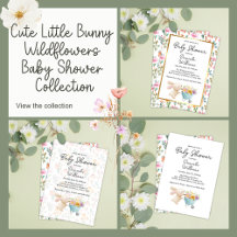 Cute Little Bunny Wildflowers Baby Shower