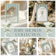 Minimalist Retro Bow Tini One Martini Baby Shower