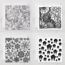 Greeting Post Cards With Black And White Designs