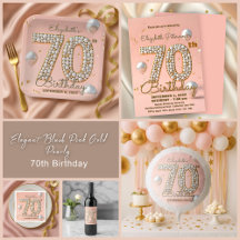Elegant Blush Pink Gold Pearly 70th Birthday