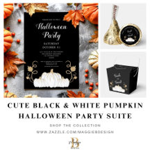 Cute Black And White Pumpkin Halloween Suite