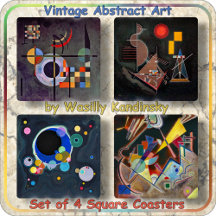 COASTERS & TRIVETS in Black - Kandinsky Abstracts