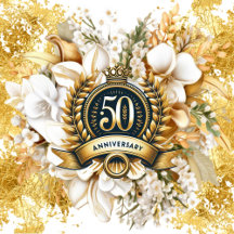 White and Gold Floral 50th Anniversary 