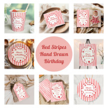 Red Stripes Hand Drawn Birthday Party