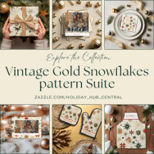 Vintage Gold Snowflakes pattern Suite