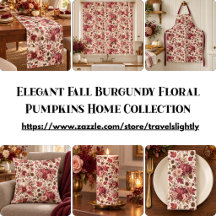 Elegant Fall Burgundy Floral Pumpkins Home Decor