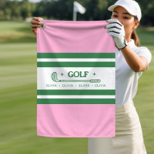 Pink & Green Striped personalised retro gift Golf