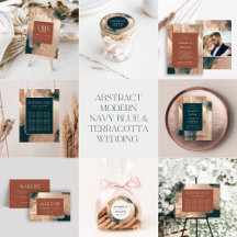 Abstract painted modern teal cream terracotta chic