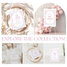 Pink Bow whimsical Floral Vintage Baby Shower 