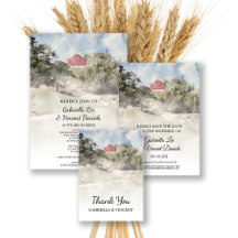 Red Barn on Hill Country Farm Wedding Stationery