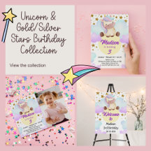 Unicorn & Gold/Silver Stars Birthday Collection 