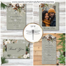 Rustic Snowfall Pine Floral Sage Wedding