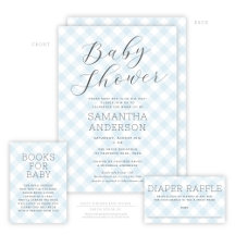 BABY   Baby Shower Gingham BLUE