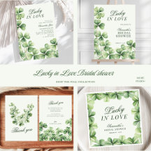 Lucky In Love Watercolor Shamrock Bridal Shower
