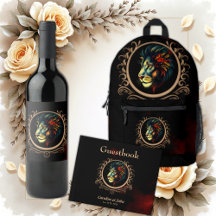 Stylized Lion Head Portrait in Mandala Frame