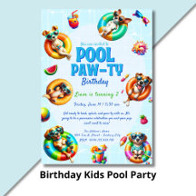 Birthday Kids Pool Party Invitation Collection 