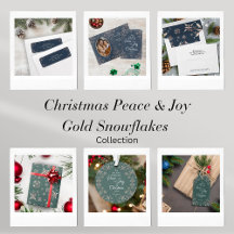 Peace & Joy Gold Snowflakes Christmas Collection