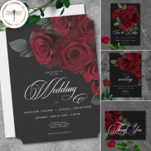 Elegant Moody Blood Red Roses Floral Wedding