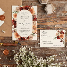 Rustic Earth & Champagne Florals Invitation Suite