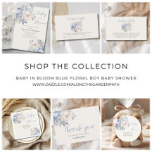 Baby In Bloom Blue Floral Boy Baby Shower