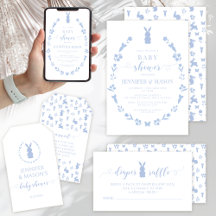 Blue Easter rabbit bunny spring baby boy shower