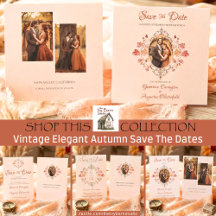 Vintage Elegance Autumn Leaves Save the Dates