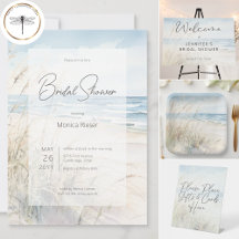 Modern Seaside Watercolor Beach Bridal Shower