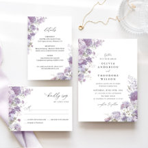 Lavender Watercolor Floral Wedding Suite