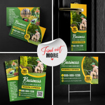 Green & Yellow Lawn Care Landscaping Mowing