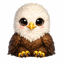 Cute Eagle with Big Eyes Happy Woodland Animal Ill