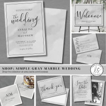Simple Minimalist Watercolor Gray Wedding