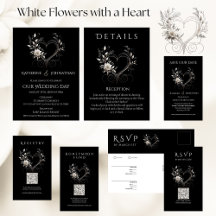 Modern White Flowers with a Heart Wedding Suite