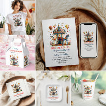 Modern Cute Circus Carnival Fiesta First Birthday