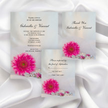 Pink Gerber Daisy and Buttons Wedding