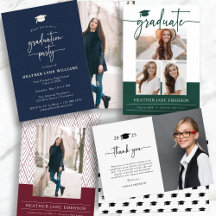 Modern Script Graduation Cap Announcements Invites