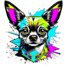 Colorful Cyberpunk Abstract Ai Chihuahua