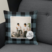 Blue And Black Plaid Best Grandpa Gift With Photo