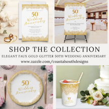 Elegant Faux Gold Glitter 50th Wedding Anniversary