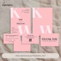 Pink Monogram Wedding Set