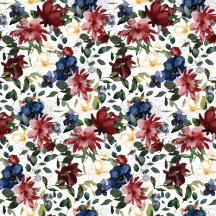 Watercolor  Burgundy Navy Roses Flowers