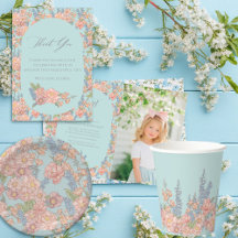 Pink and blue shabby chic florals