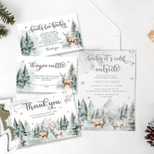 Winter Watercolor Deer Baby Shower Collection