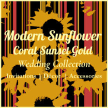 Sunflower Sunset Coral Gold Wedding Collection