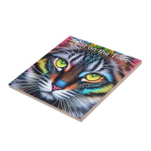 Cat Face -Themed Ceramic Tile Set