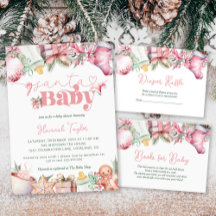 Christmas Santa Baby Pink Girls Baby Shower