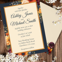 Watercolor Navy and Burgundy Floral Wedding